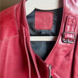 GAP Cherry Red Leather Jacket